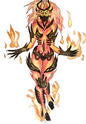 Cyndra&#39;s fire elemental form.